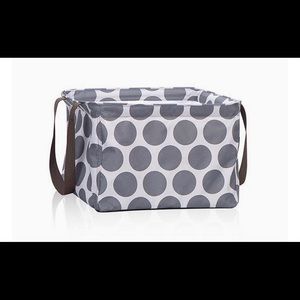 Thirty one square utility tote- grey mod dot